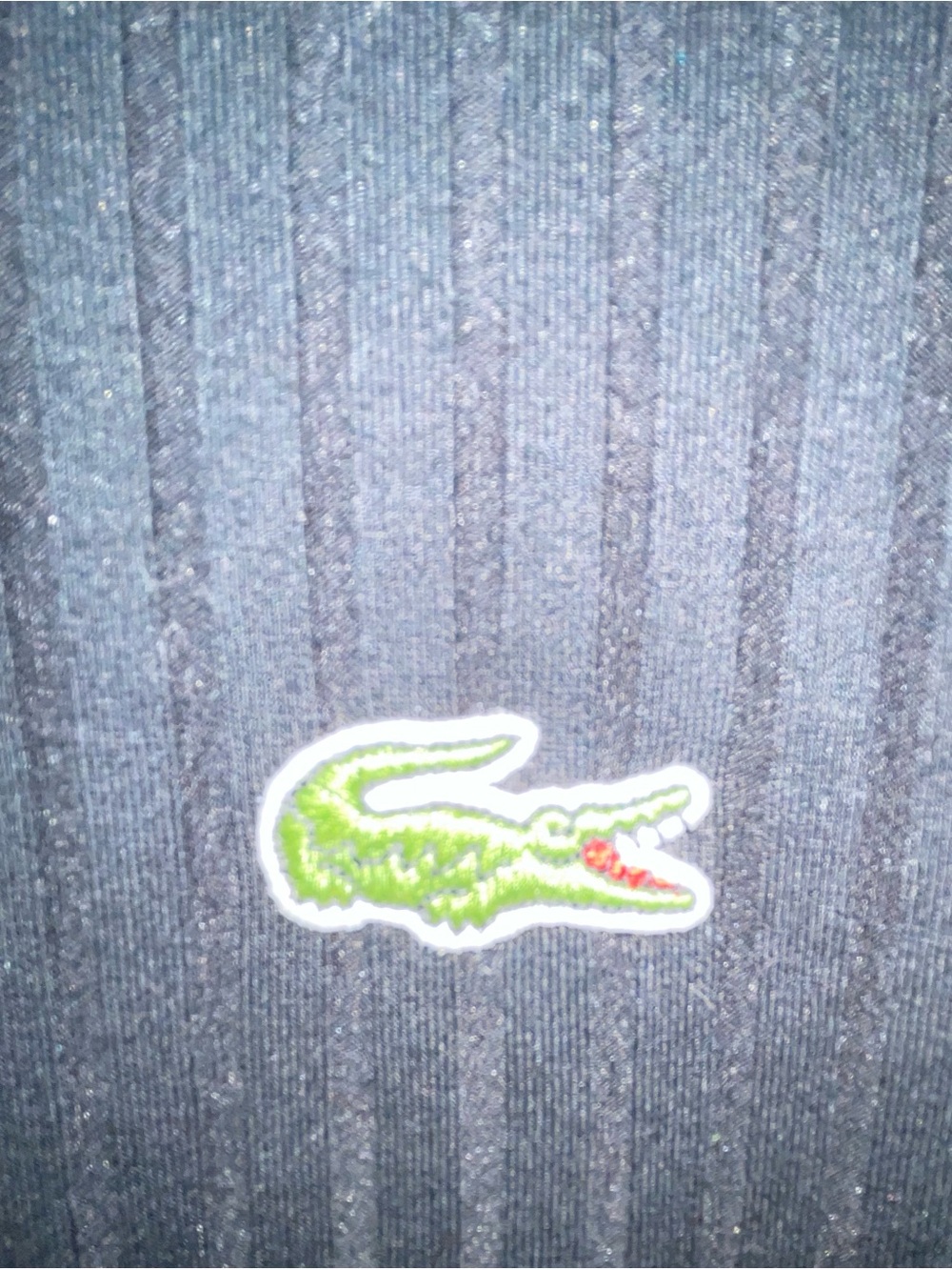 Lacoste Size 46 (14 -16) XL Preppy Black Ribbed Knit Polo Midi Dress Side Slits - Picture 4 of 7